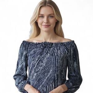 Thieves Like Us L Off Shoulder Black White Blouse